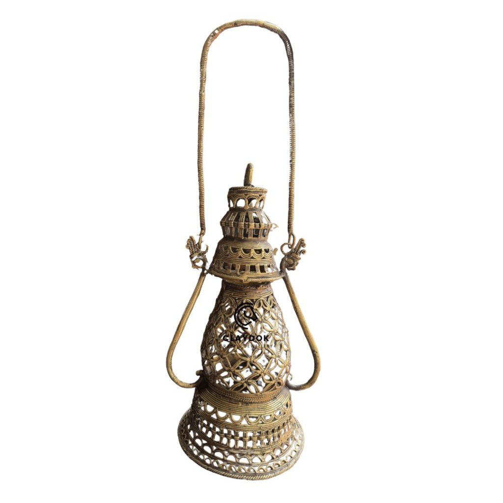Bastar Jharkhand Tribal Dhokra Brass Lantern Hanging Lamp